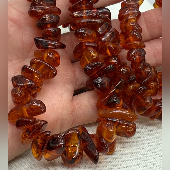 Genuine Amber Graduated Nugget Necklace 26” Slip On No Clasp 54.5 grams - Picture 8 of 17